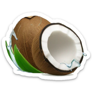 Coconut with coconut water splashing out sticker