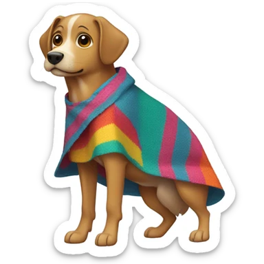 Dog wearing a poncho sticker