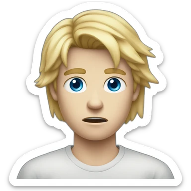 Angry blue-eyed teen-ager boy with long blond hair sticker