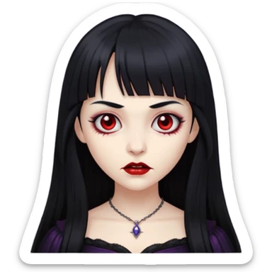 quero a foto de uma vampira com franja de cabelo preto sticker