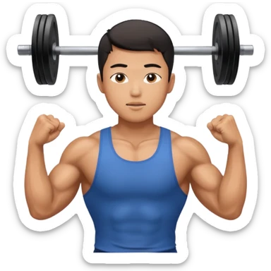 The young Asian guy is working out in gym sticker