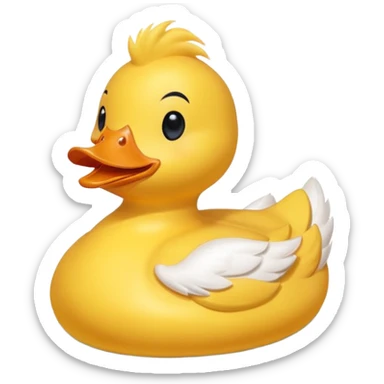 A duck wearing a rubber duck floaty sticker