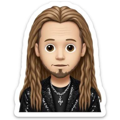 James Munky Shaffer from Korn with long light brown hair, light skin, black sequin outfit sticker