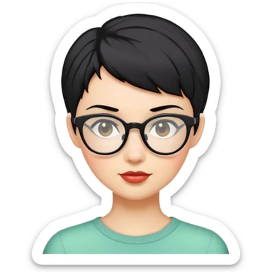 woman pixie cut black hair with glasses sticker