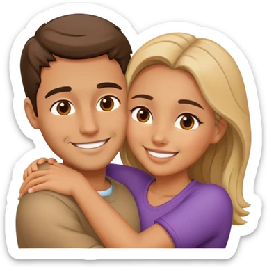 couple hug with warm smiles sticker