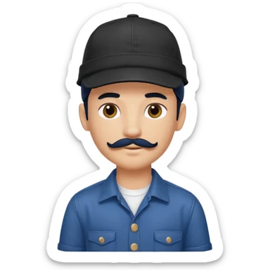 generate a pretty bratz boy wearing a dark blue cap and  button up shirt. Handsome

Mustache- black

hair black long sticker