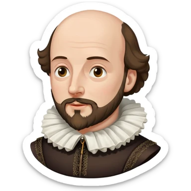 William Shakespeare with beard and balding head wearing a ruff collar sticker