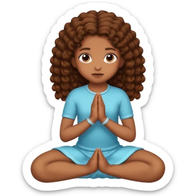 girl praying on knees curls brown sticker
