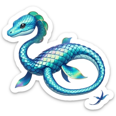 Sleek Serpentine Aquatic Ribbon-bodied Elegant Pokémon-Fakémon-Digimon-Creature, (full body) sticker
