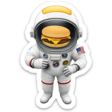 Astronaut holding a cheeseburger sticker