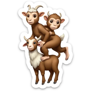 Monkey waring goat on shoulders sticker