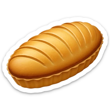 A madeleine pastry. Oval shaped. With scalloped single edge. sticker