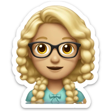 Girl with blond hair and glasses with bows in her hair  sticker