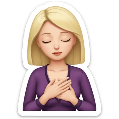 una mano en pecho ojos cerrados mujer sticker