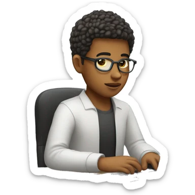 Young developer with fade haircut typing on computer sticker