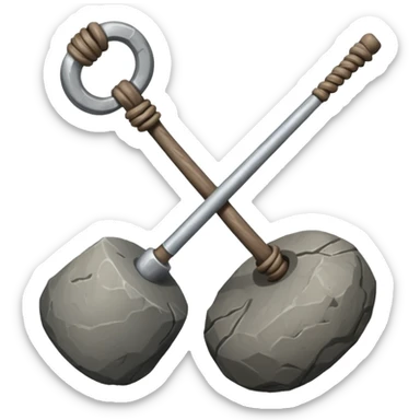 A heavy stone club with knotted handle grip.












 sticker