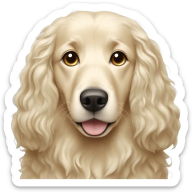 woman with long dark hair and English cream golden retriever curly haired dog sticker