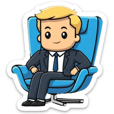 blonde business man in suit relaxing in chair at beach resort, vacation vibes sticker