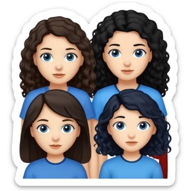 Algo de Disney y por detrás o delante pon a quatro chicas: una con el pelo largo rizado marrón , otra con el pelo muy corto negro, como un chico, otra con el pelo mediano liso marrón con ojos azulesy otra con el pelo negro largo liso . Es para el viaje sticker