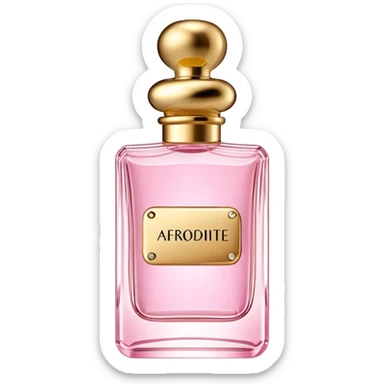 rectangle perfume light pink liquid gold cylinder cap written Afrodite by Yasmin BEAUTY sticker