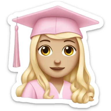 White Girl wearing baby pink graduation gown sticker