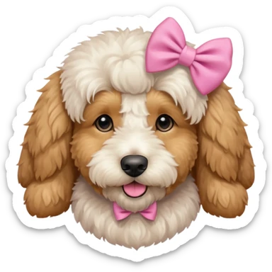 Cute Golden doodle with pink bow sticker