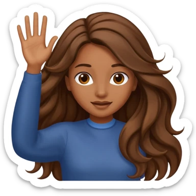 Brown girl with long hair waving sticker