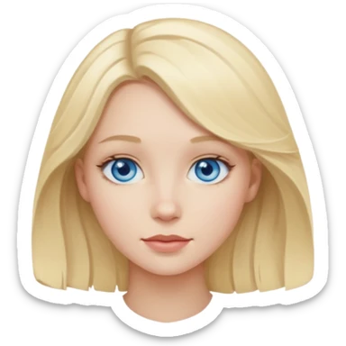 A pale girl with blue eyes and blonde slightly wavy hair sticker
