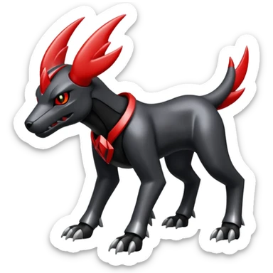 Shiny Metallic Alloy Onyx-Houndoom-Zekrom-Genesect-Pokémon-Fakémon-hybrid-creature sticker