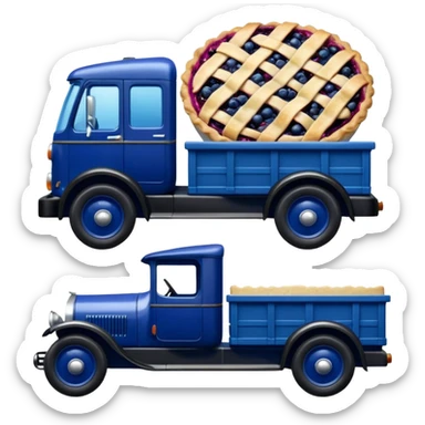 shiny crushed-dark-blue crystal body frozen blueberry pie 1912 antique long-wheelbase cab over durable trails low rider moving truck  sticker