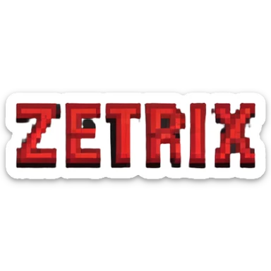 red pixelated lettering spelling 'ZETRIX', classic 8-bit video game style sticker