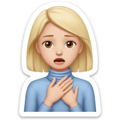A girl with her hands on her neck choking sticker