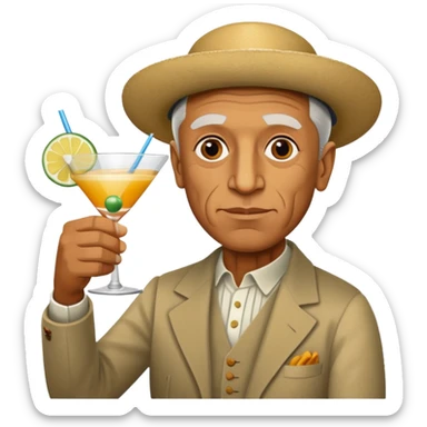 Pablo Picasso cocktail in hand congratulations sticker