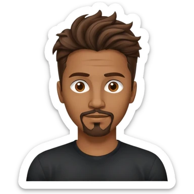 columbian tech man with brown hair, twisted hairstyle, goatee, brown eyes. And black shirt. sticker