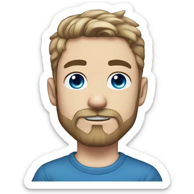 Man with Light brown hair, neck tattoos, arm tattoos, mustache and beard, blue eyes, silver nose piercing hoop, black anime graphic tee sticker