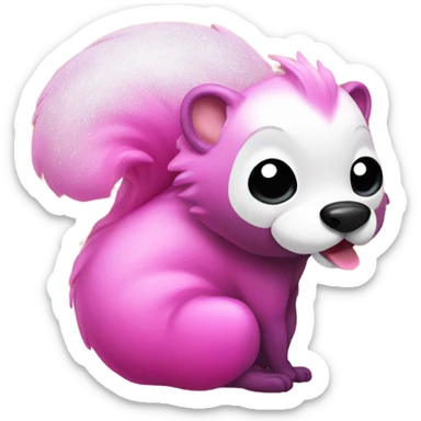 Pink ombre skunk blowing out a fart with glitter  sticker