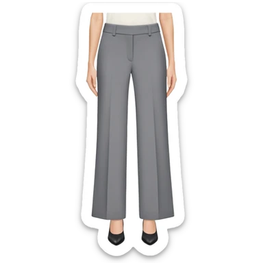 petite gray wide leg tailored pants, shorter ankle length, dress trousers, flat lay isolated garment only, no model, no human, plain white background sticker