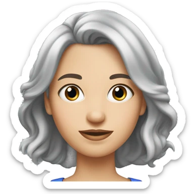 femme 40 a aux yeux bleus avec les cheveux mi-long gris 2 couettes sticker