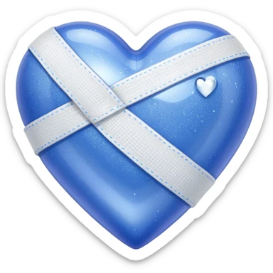 Periwinkle sparkly heart, glassy finish, with one white bandage wrapped around it, high resolution sticker