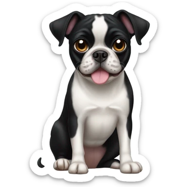 All black Boston terrier and pug mixed breed sticker