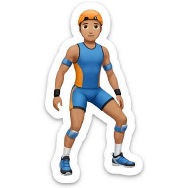 man with knee pad sticker