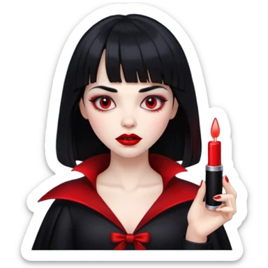 quero a foto de uma vampira com franja de cabelo preto sticker