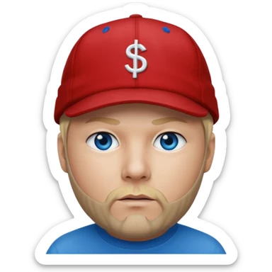 Fred Durst red cap back, blonde hair, blue eyes sticker