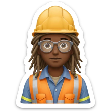 construction worker heavy dreadlocked haired man  sticker