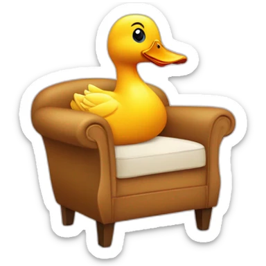 Canard sur un fauteuil avec tulipe dans le bec sticker