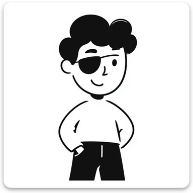 a man with one eye covered sticker