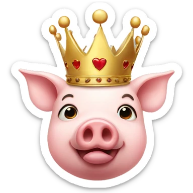 Pig with crown sending kiss sticker