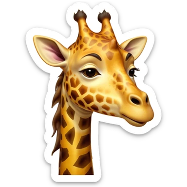 Cinematic Cute Yawning Giraffe Portrait Emoji, Head tilted slightly with a dramatic, wide-open yawn, showcasing a soft, patterned Fur of warm yellows and browns with a long, drooping neck and eyes barely open in drowsy contentment, Simplified yet irresistibly adorable features, highly detailed, glowing with a soft, cozy glow, high shine, relaxed yet expressive, stylized with a touch of savannah whimsy, bright and endearing, soft glowing outline, capturing the essence of a sleepy yet affectionate giraffe, so drowsy it feels like it could stretch right out of the screen and curl up for a nap! sticker