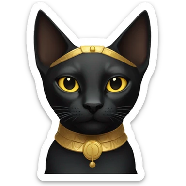 Black Egyptian Cat with Golden Anubis-Rings and yellow markings sticker
