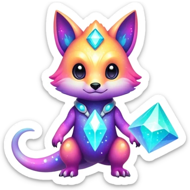 Epic Edgy Cute Colorful Vibrant Sparkly  Shiny Pastel Nebula Modern Vernid-Protogen-creature-animal, full body sticker